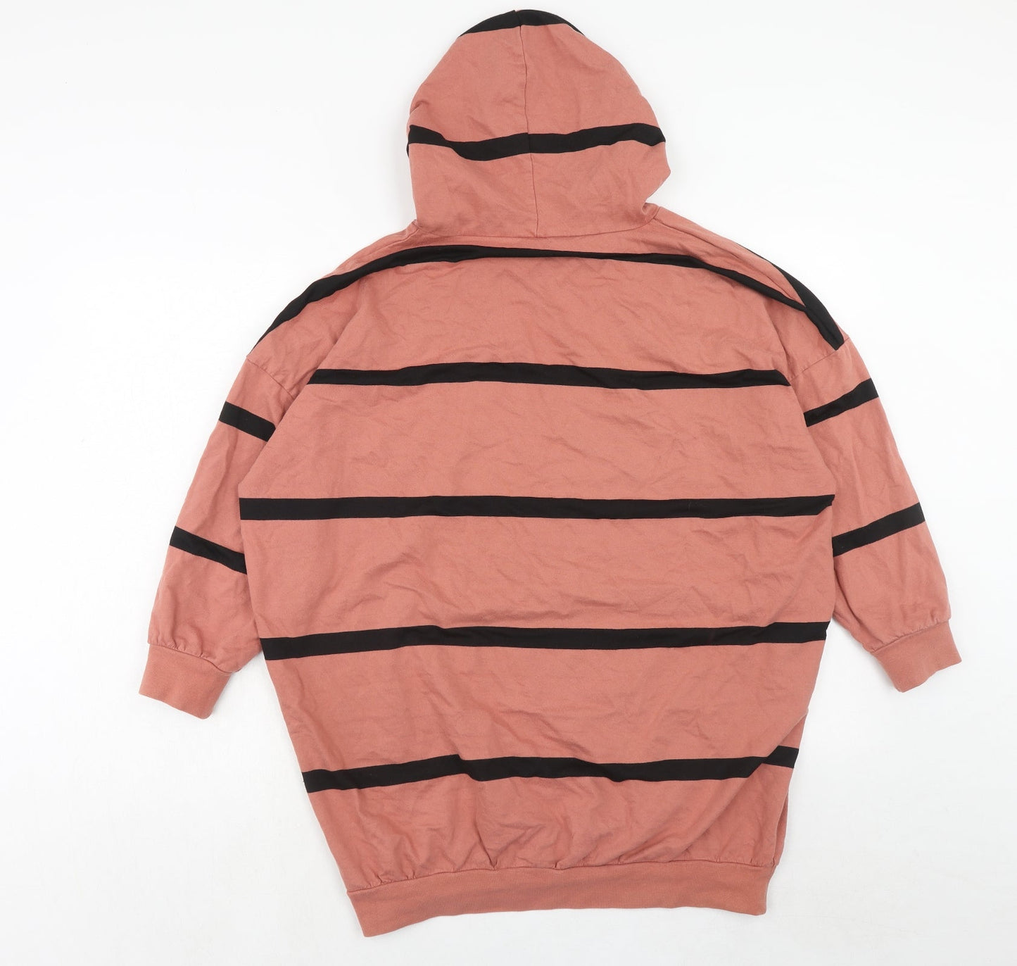 ASOS Womens Pink Striped Cotton Pullover Hoodie Size 10 Pullover
