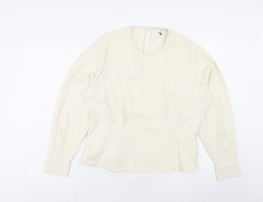 Marks and Spencer Womens Ivory Polyester Basic Blouse Size 18 Round Neck