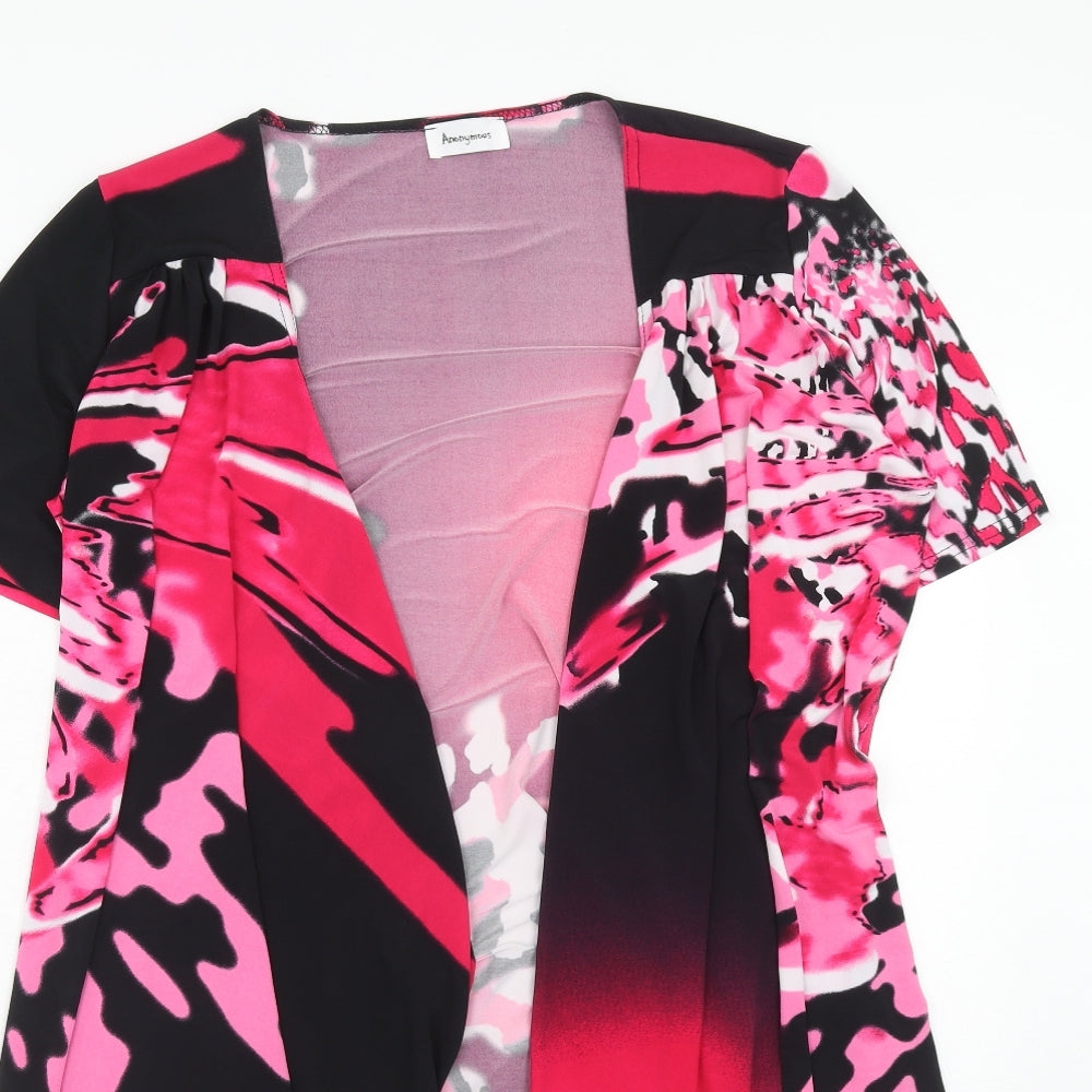 Anonymous Womens Pink V-Neck Polyester Cardigan Jumper Size 14