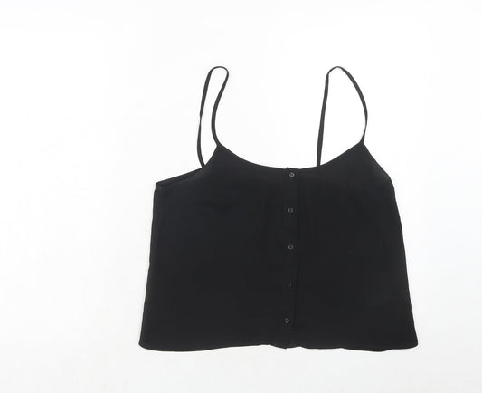 Topshop Womens Black Polyester Basic Tank Size 12 Round Neck