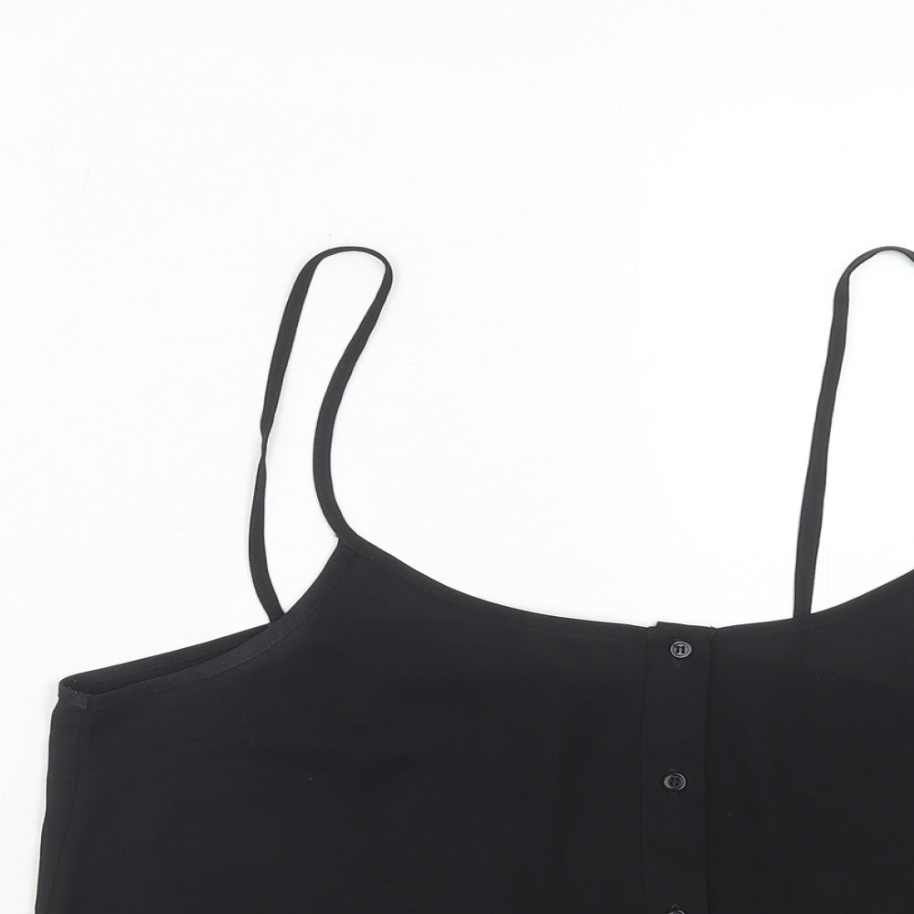 Topshop Womens Black Polyester Basic Tank Size 12 Round Neck