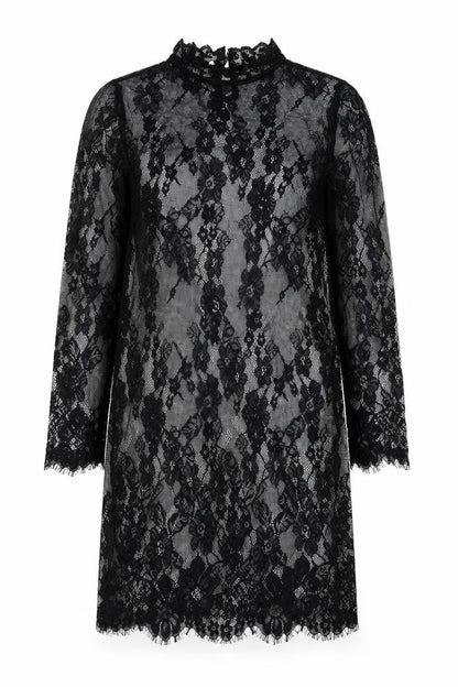 Sisterhood Womens Black Floral Polyester Shift Size M Round Neck Button