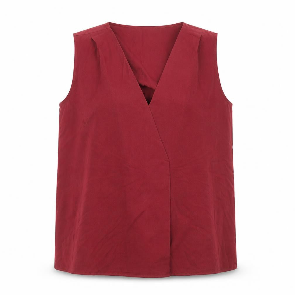 French Connection Womens Red Polyester Basic Tank Size S V-Neck