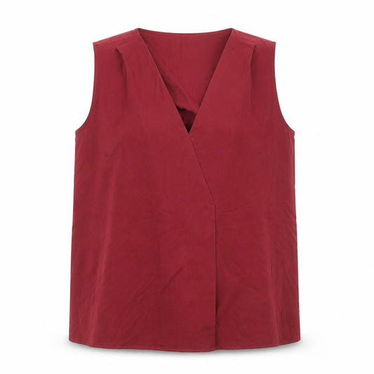 Front view of French Connection women’s red polyester basic tank, size S, v-neck