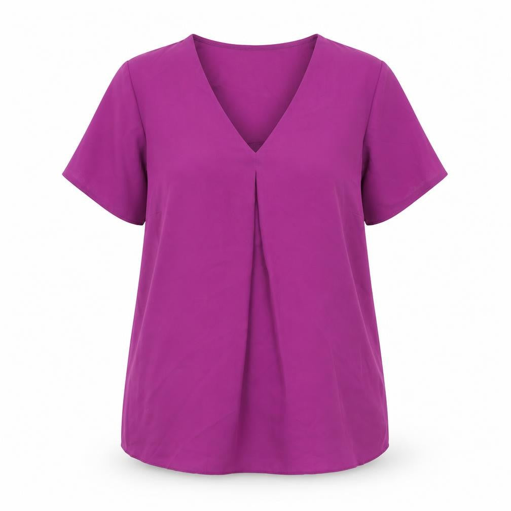Bonmarché Womens Purple Polyester Basic Blouse Size 12 V-Neck