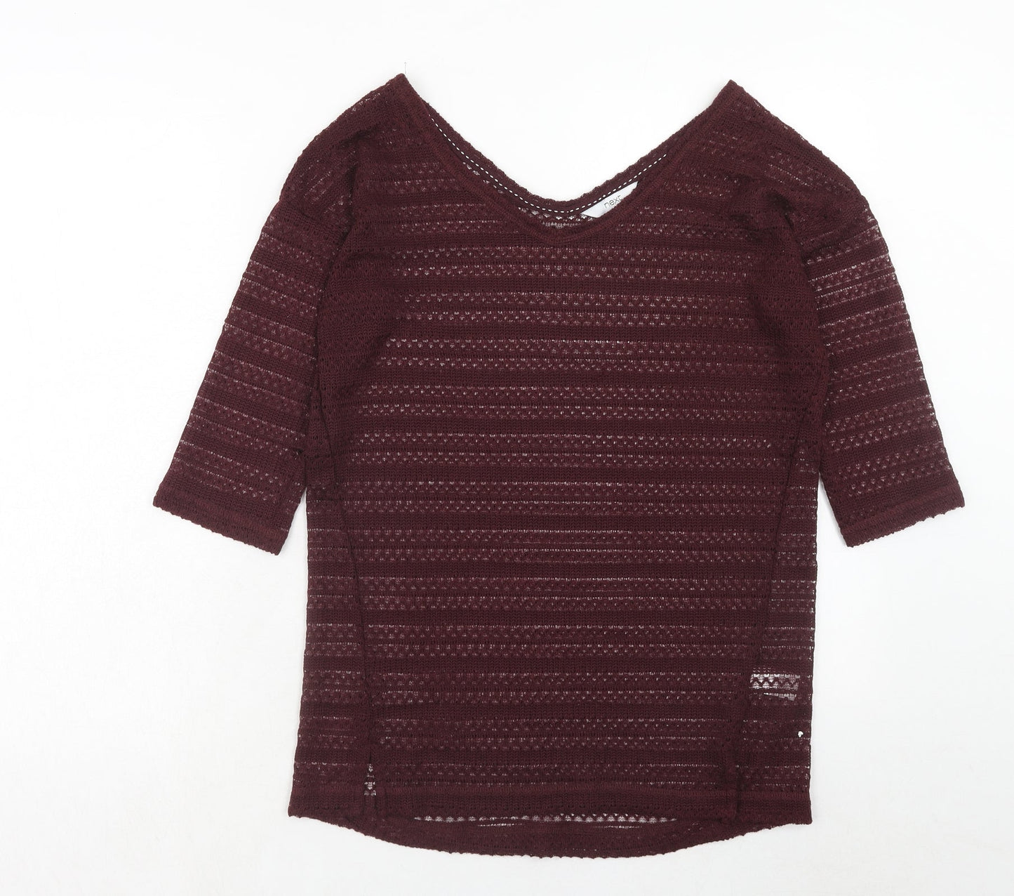 NEXT Womens Purple V-Neck Polyester Pullover Jumper Size 8
