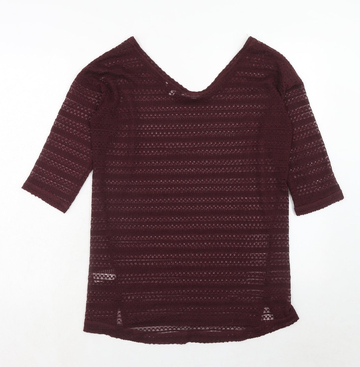 NEXT Womens Purple V-Neck Polyester Pullover Jumper Size 8