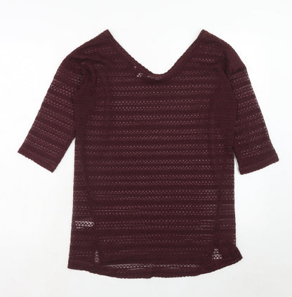 Next Womens Purple V-Neck Polyester Pullover Jumper Size 8