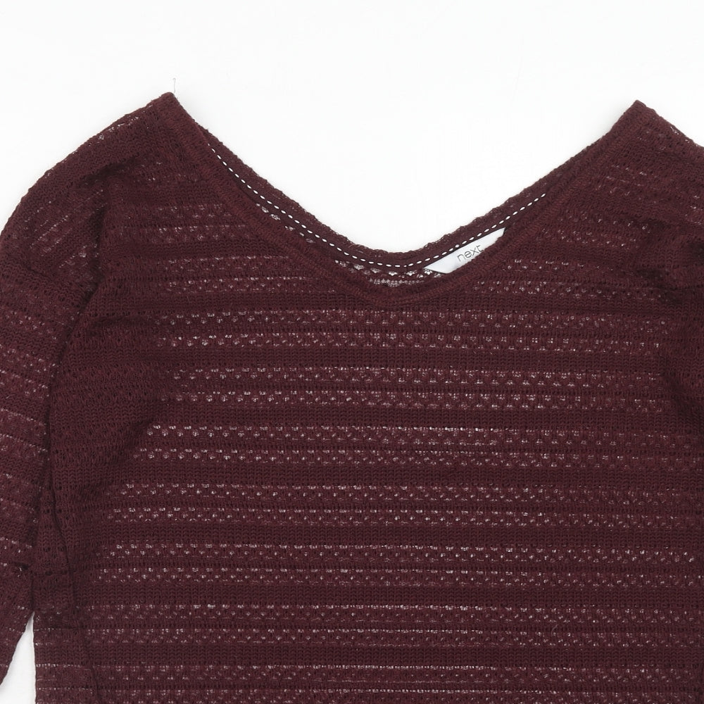 NEXT Womens Purple V-Neck Polyester Pullover Jumper Size 8