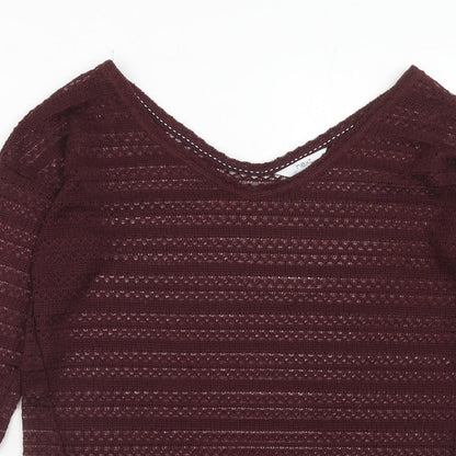 Next Womens Purple V-Neck Polyester Pullover Jumper Size 8