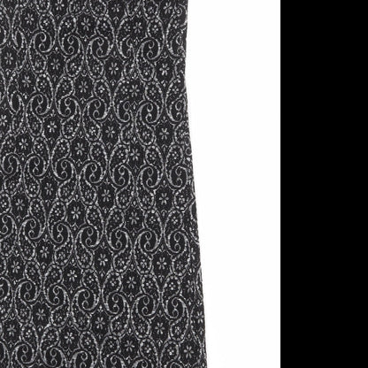 Next Womens Black Geometric Polyester A-Line Size 10 Mock Neck Pullover