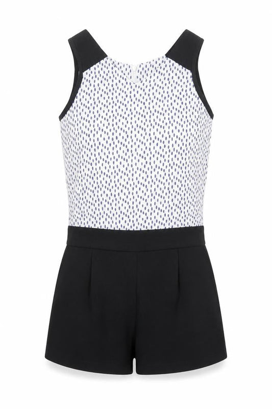 Little Miss Captain Womens Black Geometric Polyester Playsuit One-Piece Size 2XS Zip
