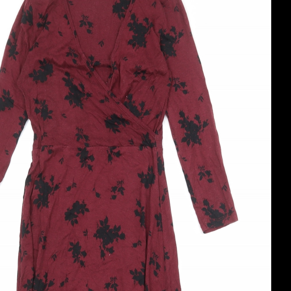 Principles Womens Red Floral Viscose Trapeze & Swing Size 6 V-Neck Pullover