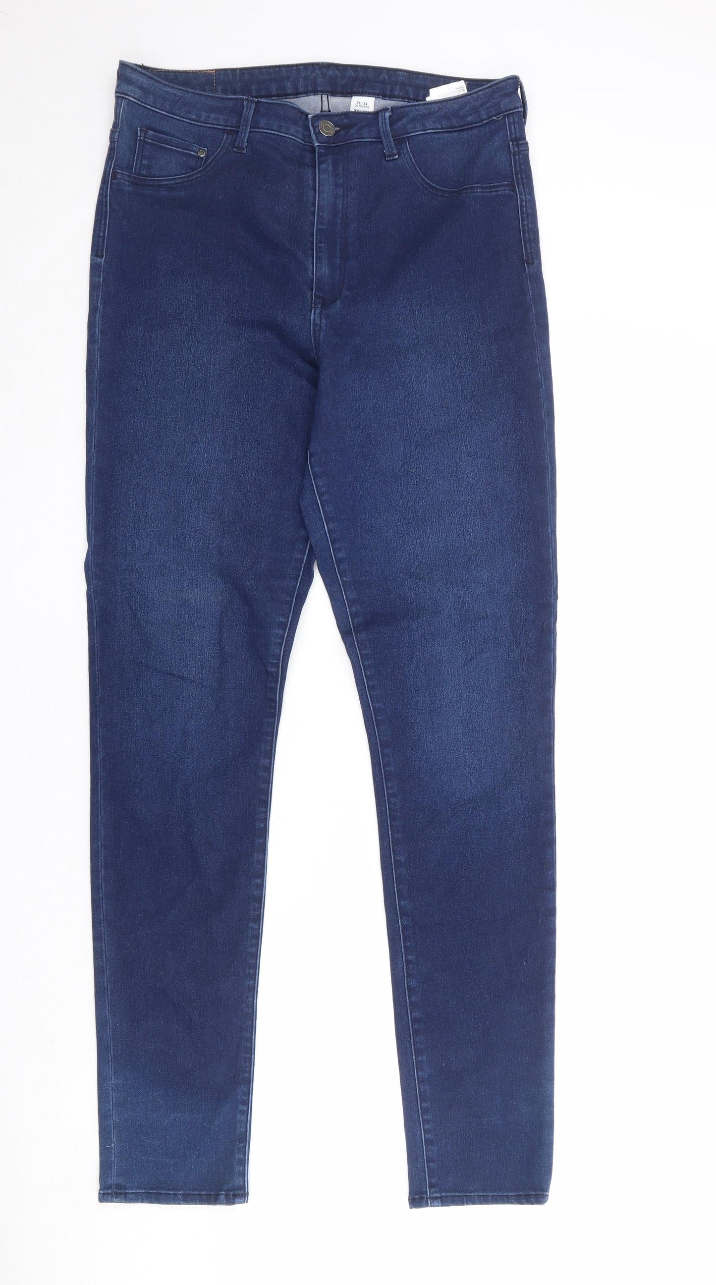 H&M Womens Blue Cotton Skinny Jeans Size 36 in Regular Zip