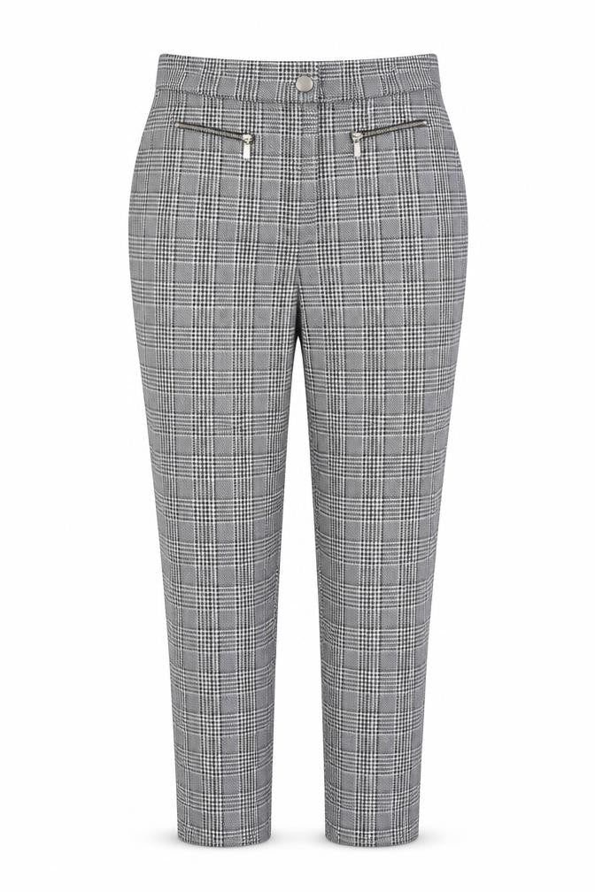Select Womens Black Geometric Polyester Trousers Size 12 Regular Zip