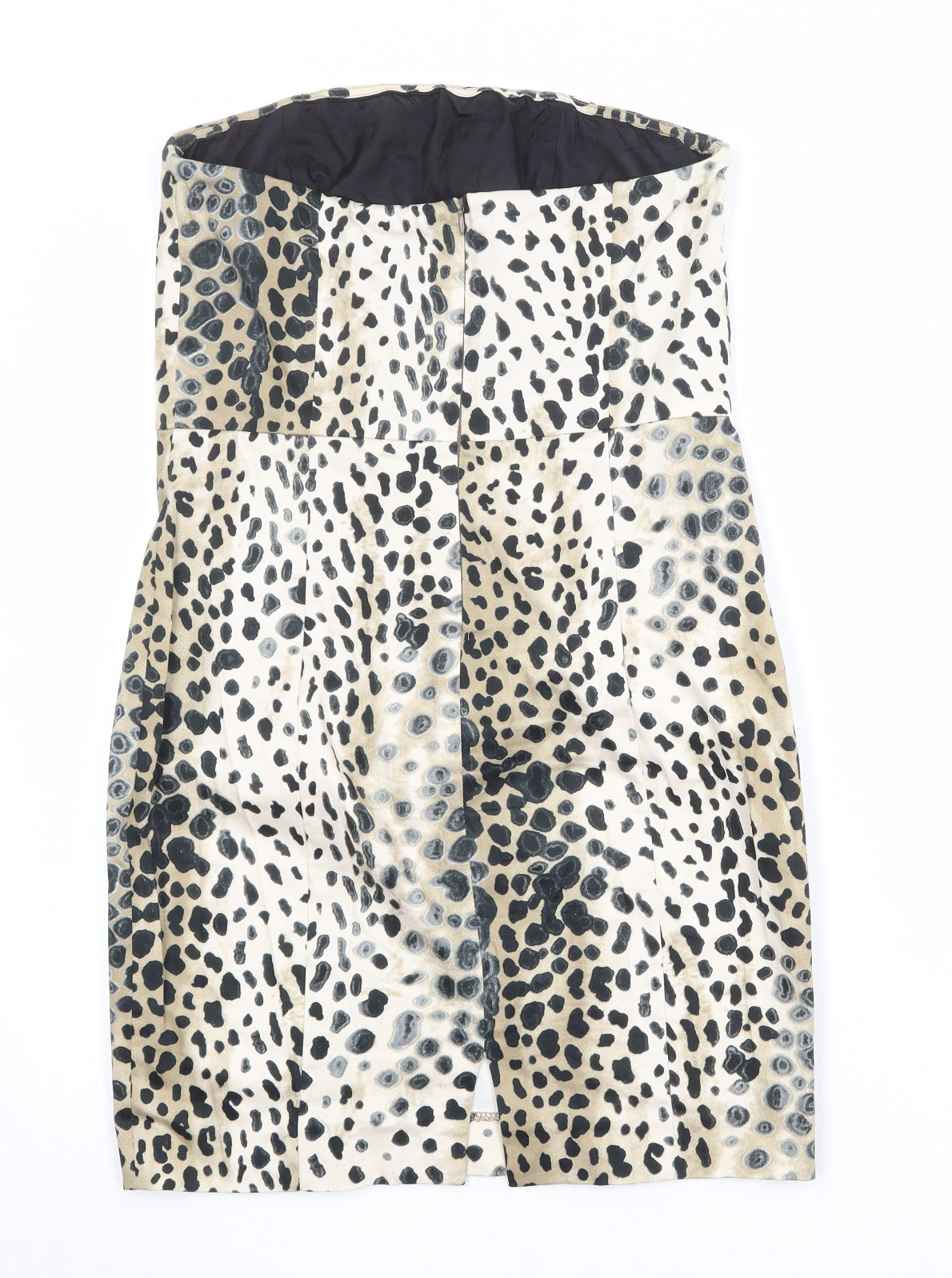 Zara Womens Beige Animal Print Cotton Mini Size L Square Neck Zip - Leopard Print