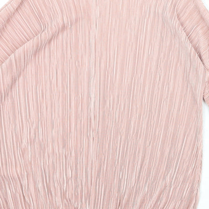 Stock Shop Womens Pink Polyester Basic Blouse Size S Round Neck