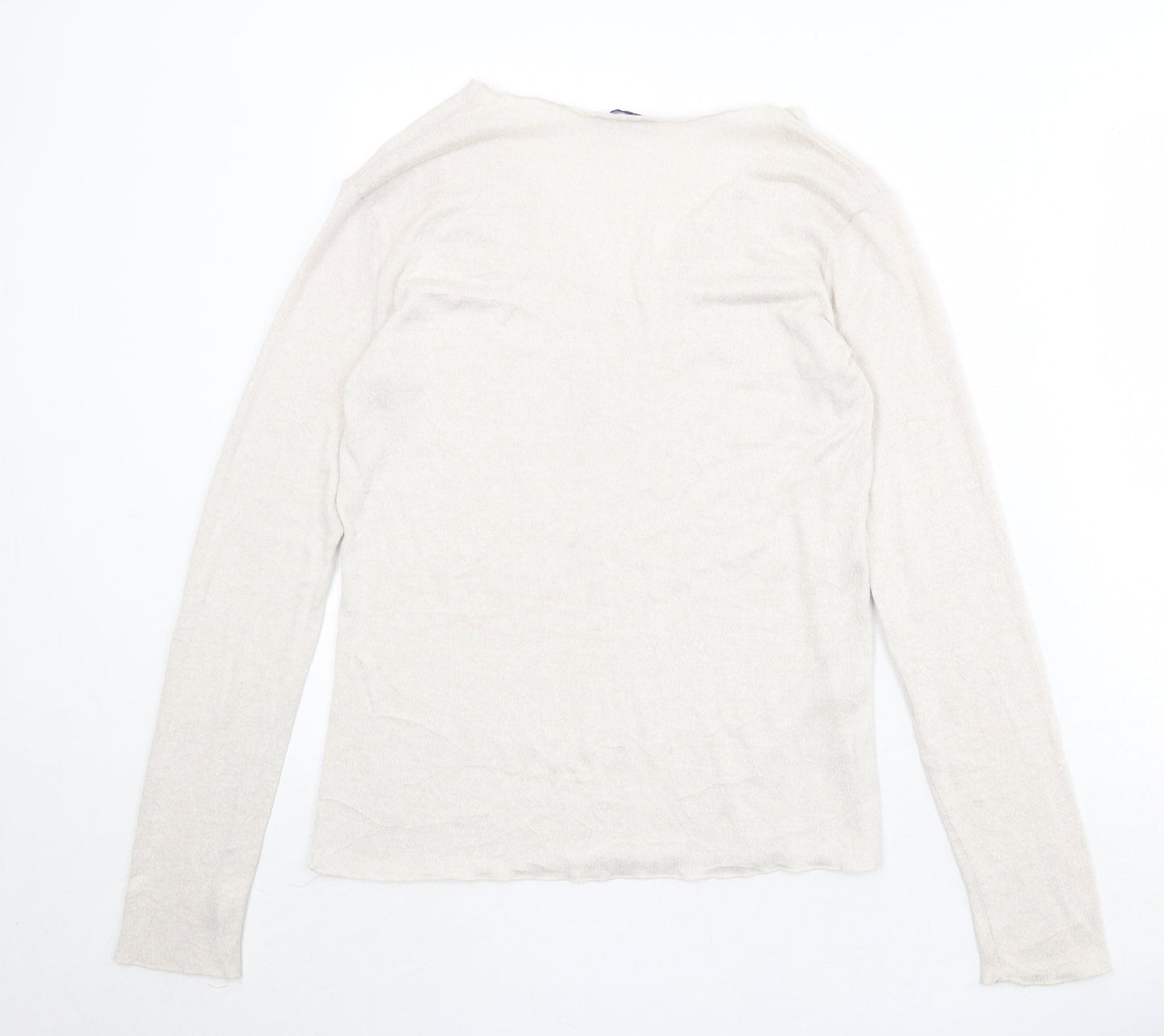 Zara Womens Beige V-Neck Acrylic Pullover Jumper Size S