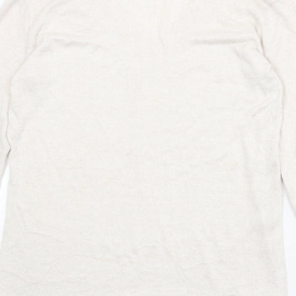 Zara Womens Beige V-Neck Acrylic Pullover Jumper Size S
