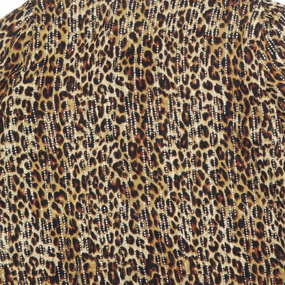 River Island Womens Brown Animal Print Viscose Basic Blouse Size 10 Round Neck - Leopard Pattern