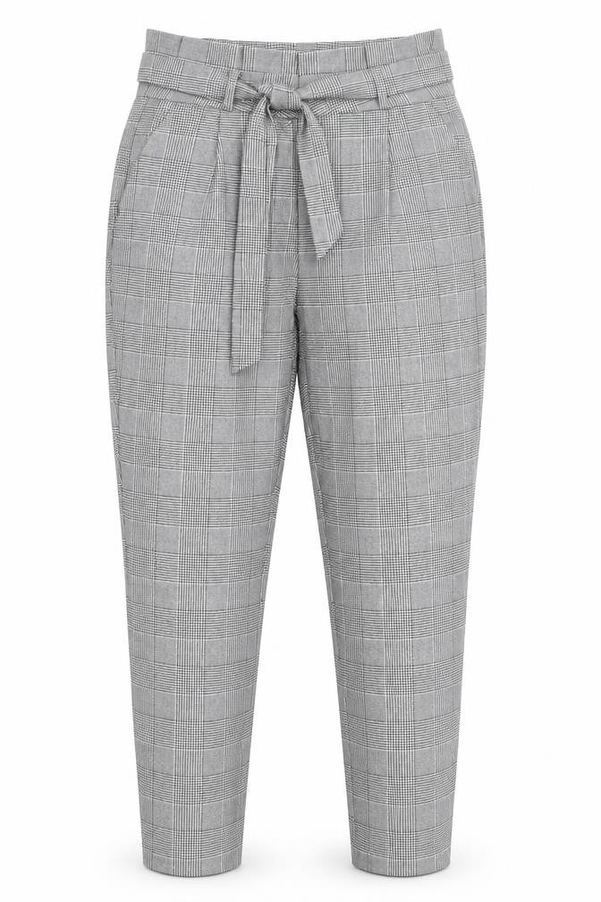 VERO MODA Womens Grey Plaid Polyester Carrot Trousers Size 28 in Regular Zip