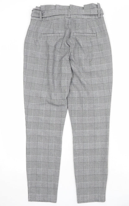 Vero Moda Womens Grey Plaid Polyester Carrot Trousers Size 28 in Regular Zip