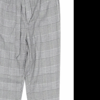Vero Moda Womens Grey Plaid Polyester Carrot Trousers Size 28 in Regular Zip
