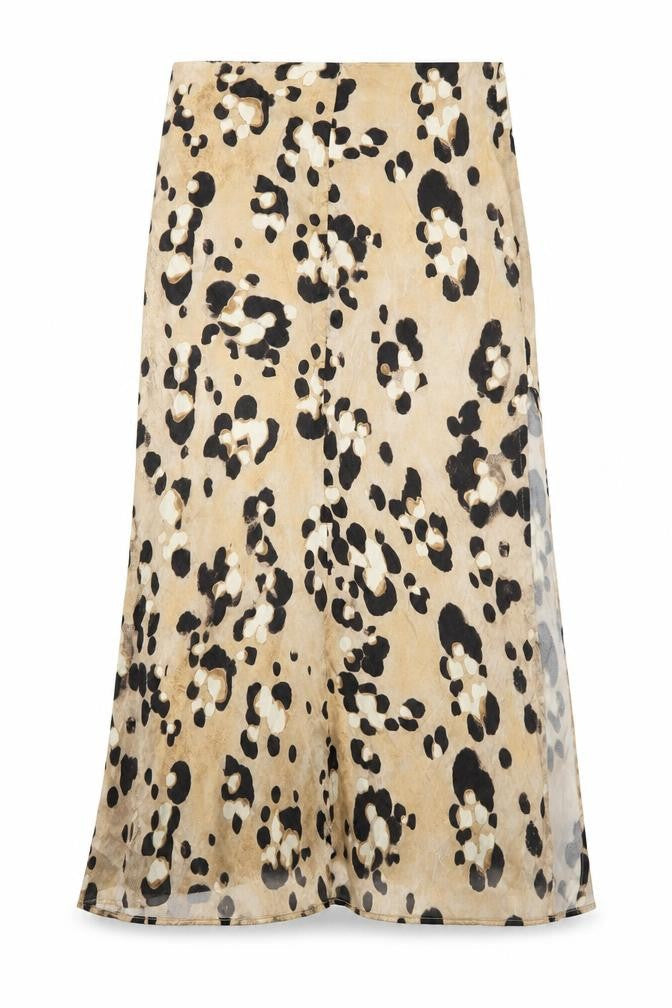 H&M Womens Beige Animal Print Lyocell Peasant Skirt Size 8 Zip - Leopard Pattern
