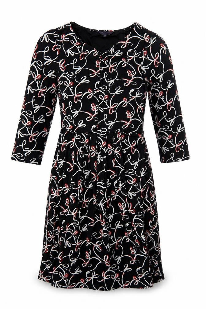 Marks & Spencer Womens Black Geometric Viscose A-Line Size 8 V-Neck Pullover