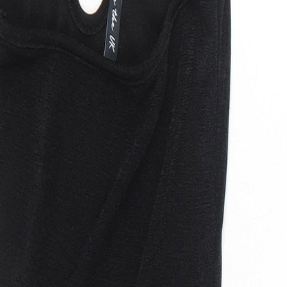 Brand and care label for AsYou women’s black polyester bodycon, size UK 6, halter pullover