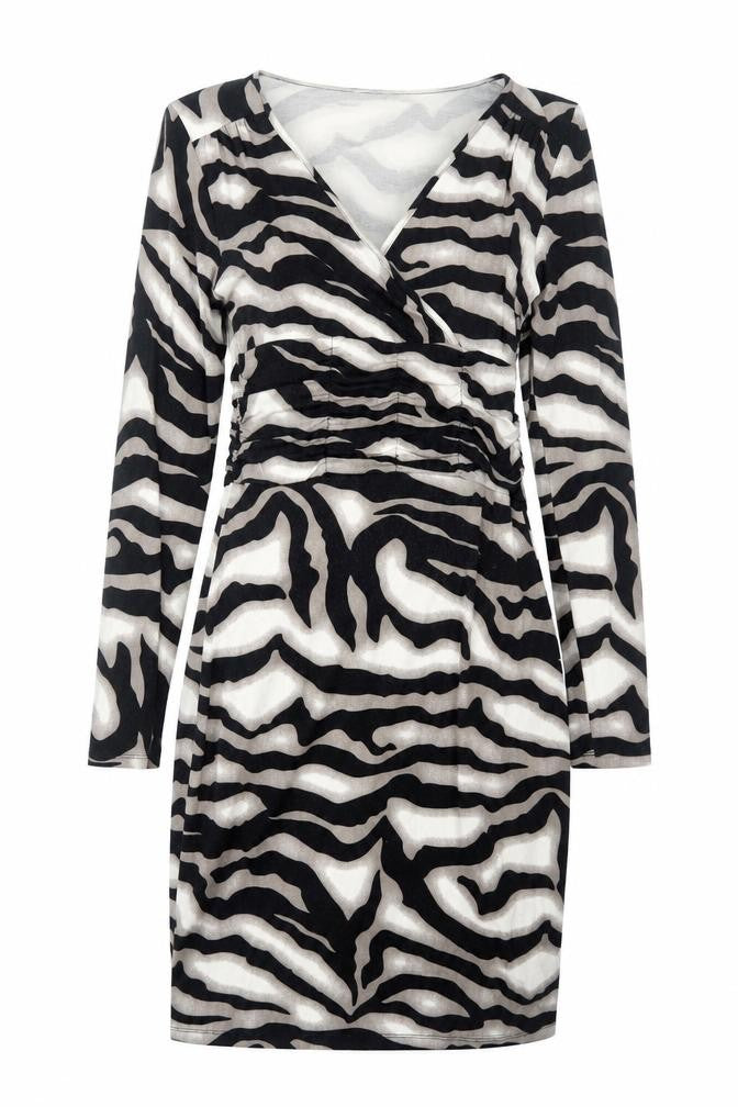 Class Womens Black Geometric Viscose Shift Size 8 V-Neck Pullover