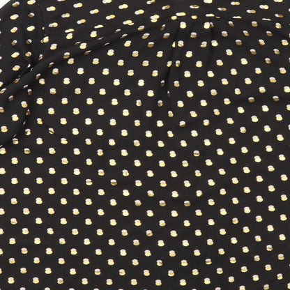 Who What Wear Womens Black Geometric Polyester Basic Button-Up Size M Collared