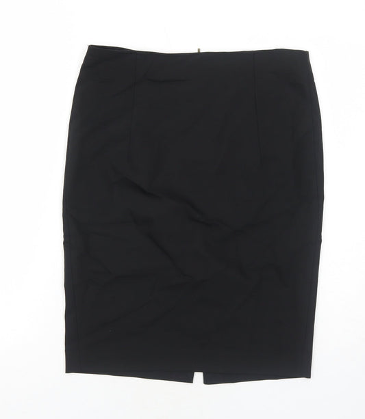 Zara Womens Black Polyester A-Line Skirt Size L Zip