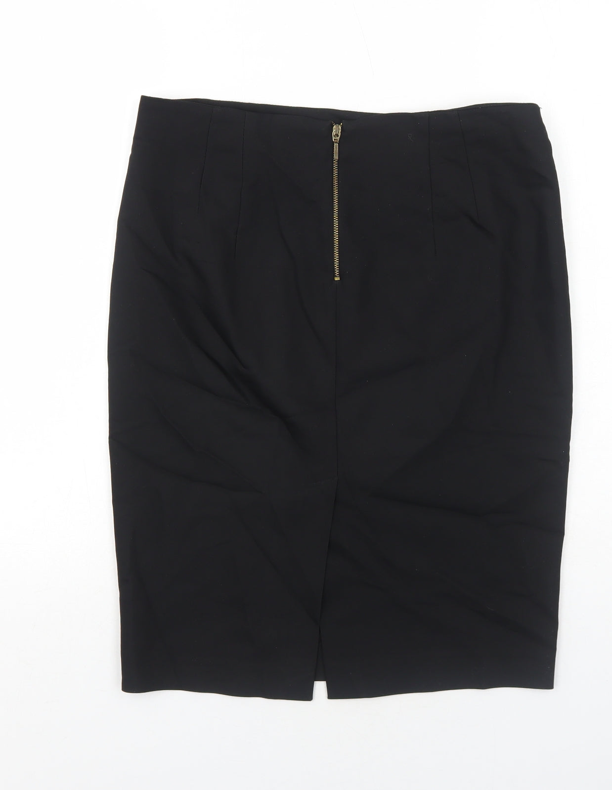 Zara Womens Black Polyester A-Line Skirt Size L Zip