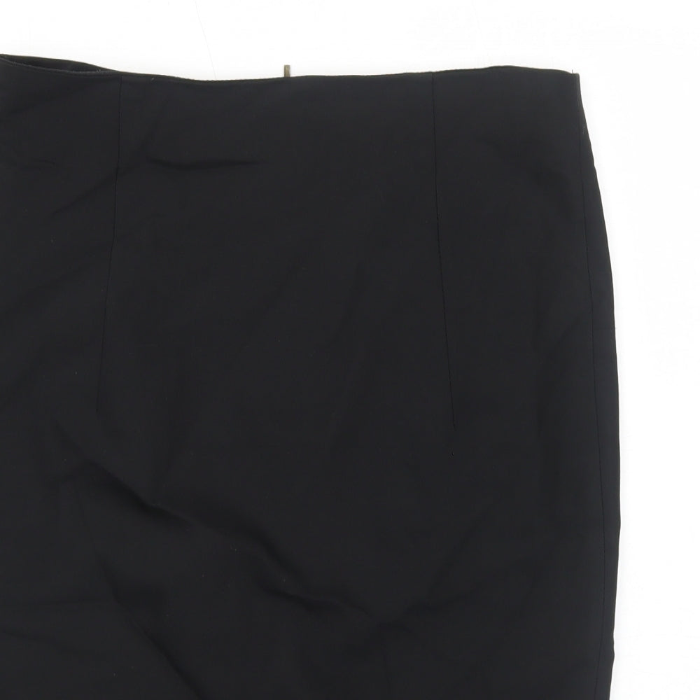 Zara Womens Black Polyester A-Line Skirt Size L Zip