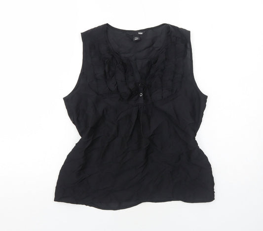 H&M Womens Black Polyester Basic Tank Size 10 V-Neck