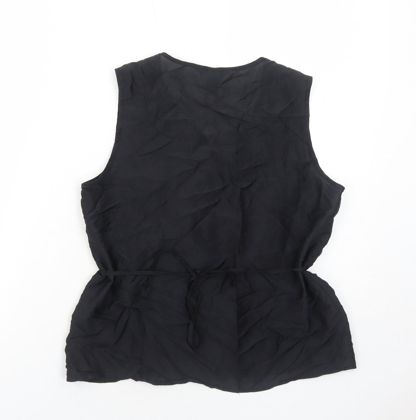 H&M Womens Black Polyester Basic Tank Size 10 V-Neck