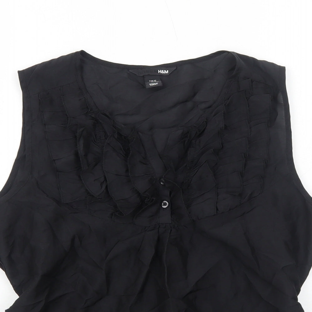 H&M Womens Black Polyester Basic Tank Size 10 V-Neck
