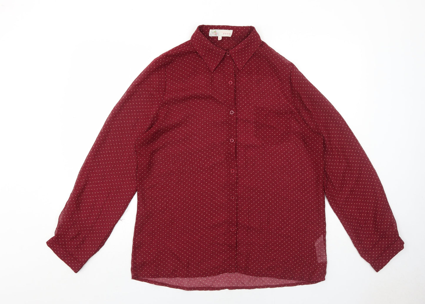 Cameo Rose Womens Red Polka Dot Polyester Basic Button-Up Size 18 V-Neck