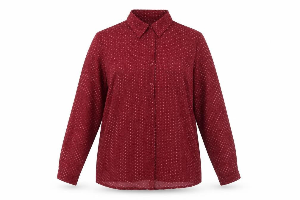 Cameo Rose Womens Red Polka Dot Polyester Basic Button-Up Size 18 V-Neck