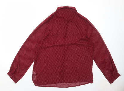 Cameo Rose Womens Red Polka Dot Polyester Basic Button-Up Size 18 V-Neck