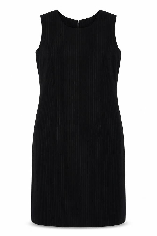 Vals Womens Black Striped Polyester Shift Size 16 Round Neck Zip