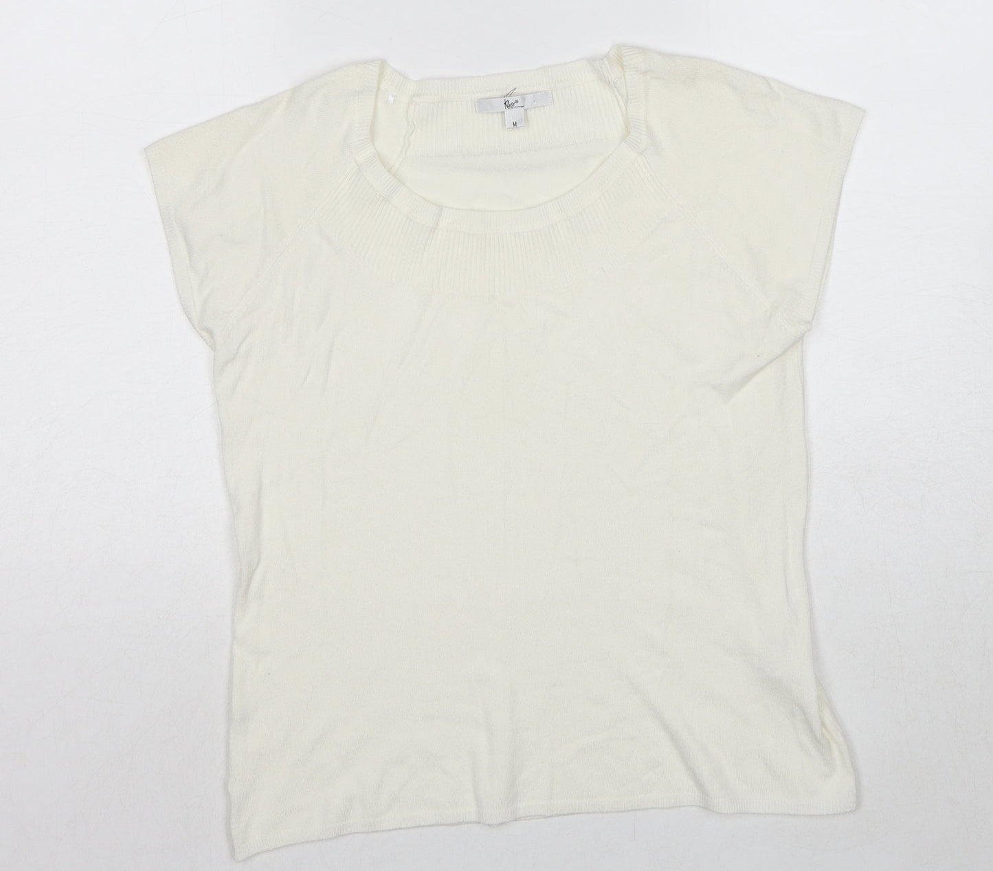 Klass Womens White Round Neck Viscose Pullover Jumper Size M