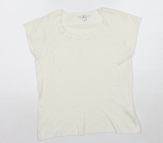 Klass Womens White Round Neck Viscose Pullover Jumper Size M