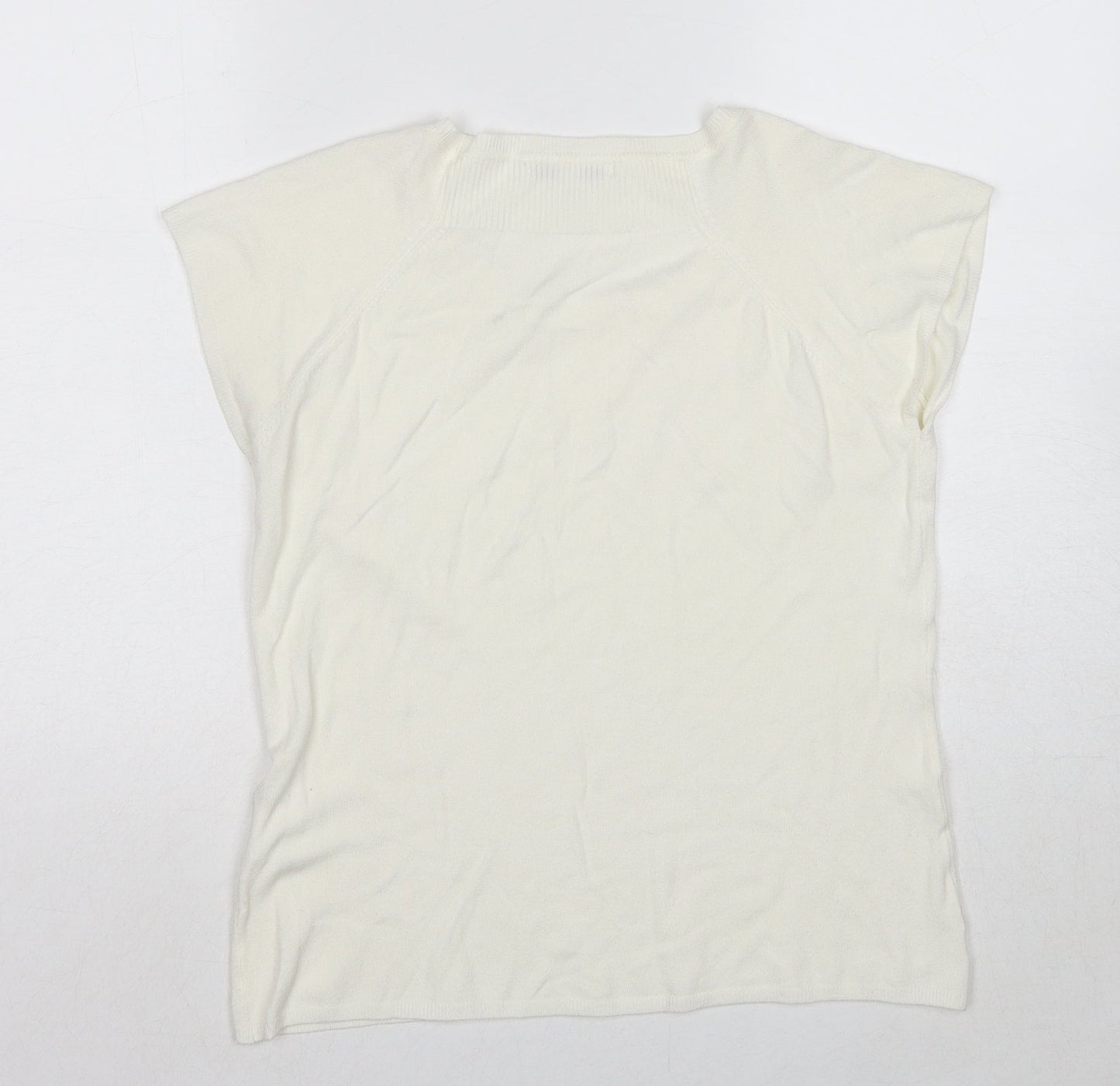 Klass Womens White Round Neck Viscose Pullover Jumper Size M