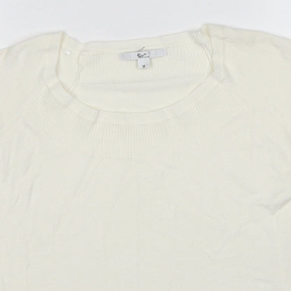 Klass Womens White Round Neck Viscose Pullover Jumper Size M