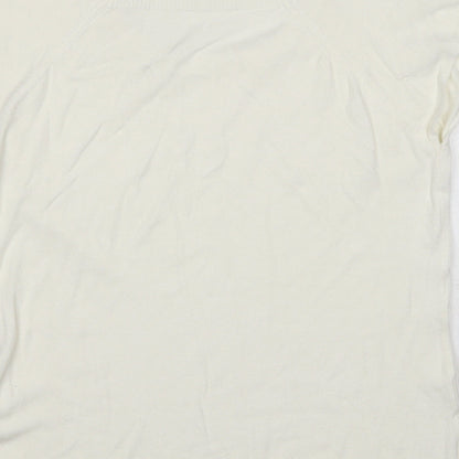 Klass Womens White Round Neck Viscose Pullover Jumper Size M