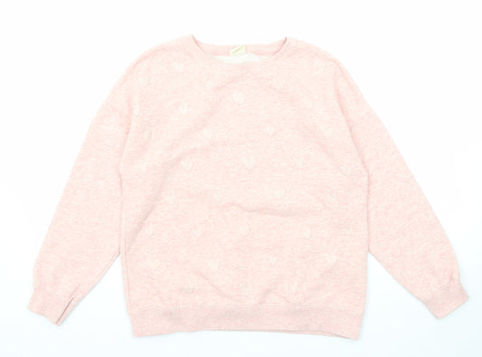 Zara Girls Pink Geometric Polyester Pullover Sweatshirt Size 13-14 Years Pullover - Heart Pattern
