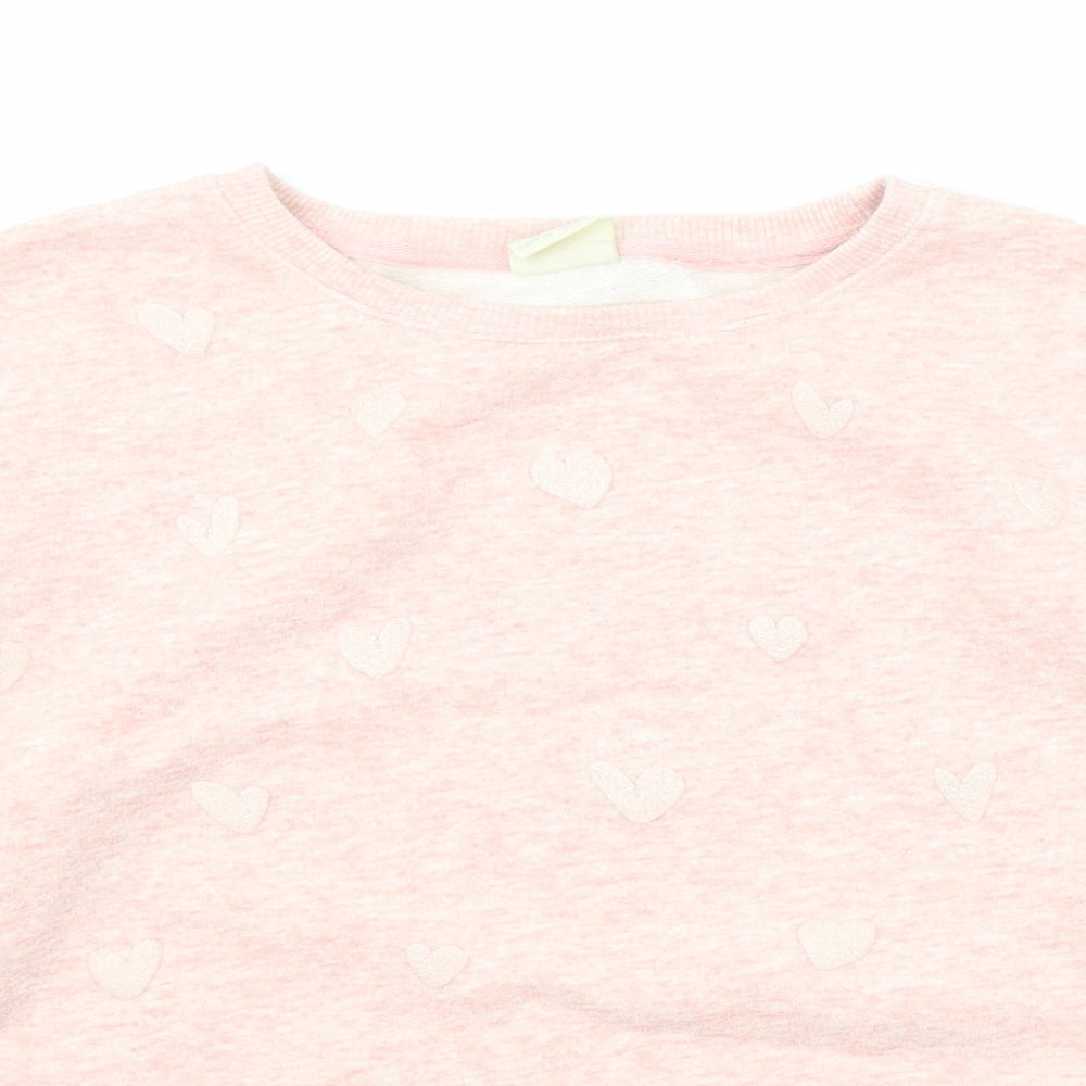 Zara Girls Pink Geometric Polyester Pullover Sweatshirt Size 13-14 Years Pullover - Heart Pattern