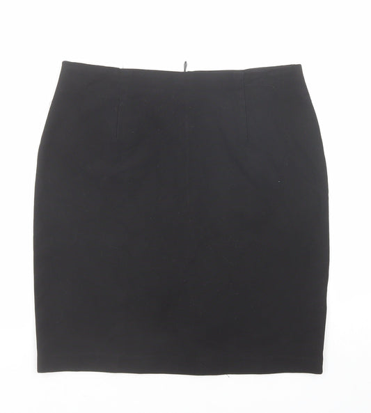 Marks and Spencer Girls Black Polyester Straight & Pencil Skirt Size 10 Years Regular Zip